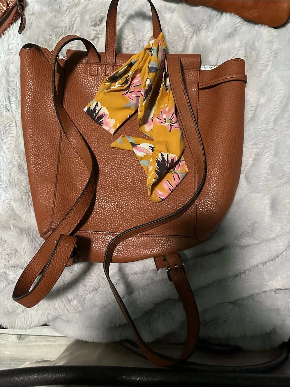 Steve Madden Tan Pebbled Leather Backpack with Front Pocket